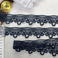 Кружево гипюр KRUZHEVO с цветами арт.TBY.63558 шир.40мм цв.3026 т.синий уп.13.71м