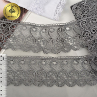 Кружево гипюр KRUZHEVO арт.TR 1416 шир.70мм цв.25т.серый уп.9м