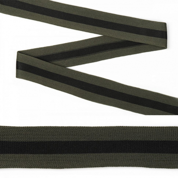 Тесьма TBY трикотажная Лампас KTS5130 шир.30мм цв.зеленый уп.32м Тесьма TBY трикотажная Лампас KTS5130 шир.30мм цв.зеленый уп.32м