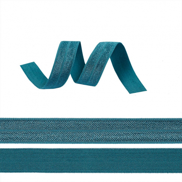 Резинка TBY бельевая окантовочная блестящая шир.15мм цв.F222 изумрудно-синий уп.50 м