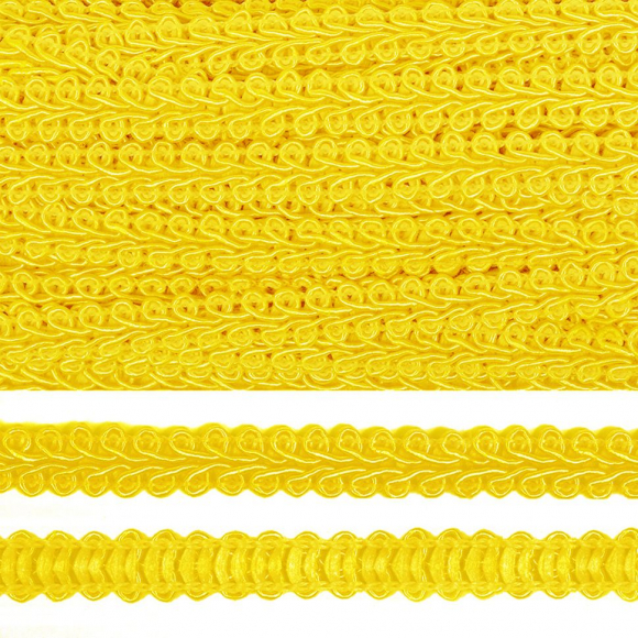 Тесьма TBY Шанель плетеная шир.8мм 0384-0016 цв.F110 (143) желтый уп.18,28м Тесьма TBY Шанель плетеная шир.8мм 0384-0016 цв.F110 (143) желтый уп.18,28м