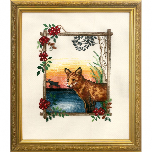 Набор для вышивания PERMIN арт.92-9590 Лисы 24х26 см