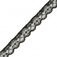 Кружево-трикотаж арт.TBY 368 шир.25мм цв.черный уп.18,3м