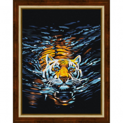 Набор для изготовления картин АЛМАЗНАЯ ЖИВОПИСЬ арт.АЖ.1521 Плывущий тигр 30х40 см