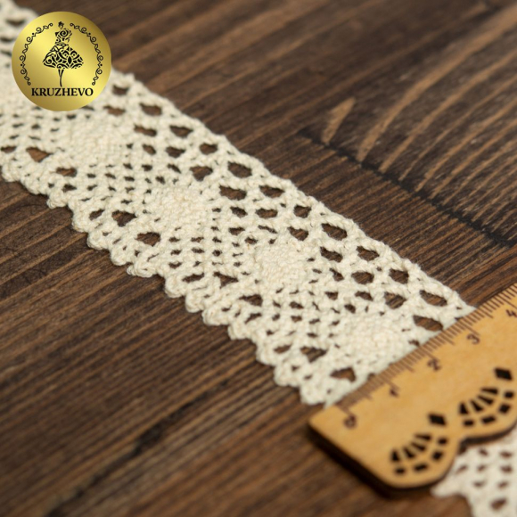Тесьма вязаная KRUZHEVO 37мм TBY-2208A цв.2 молочный уп.10м Тесьма вязаная KRUZHEVO 37мм TBY-2208A цв.2 молочный уп.10м