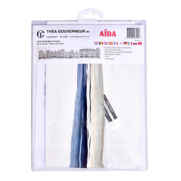113732_Набор для вышивания "Дома в стиле Delft Blue", канва Aida 18 ct