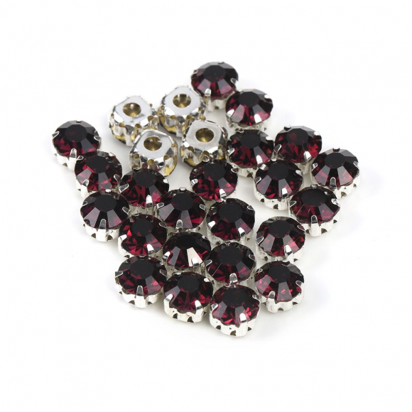 Стразы пришивные в цапах стекло TBY арт.MS.524.F цв.т.фиолетовый 8 мм, уп. 288шт