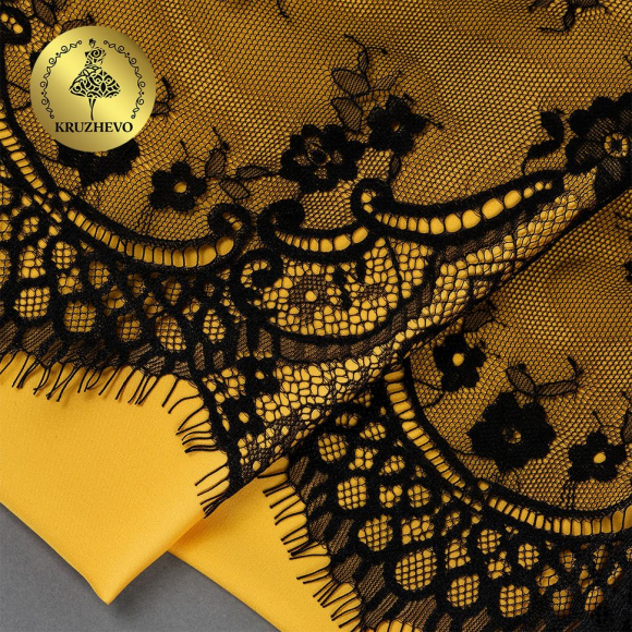 Кружево реснички KRUZHEVO арт.TBY 6885 шир.290мм цв.2 черный уп.3м