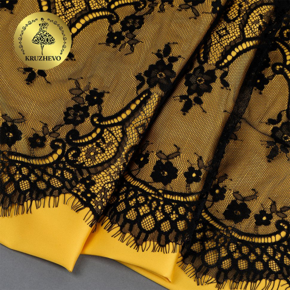 Кружево реснички KRUZHEVO арт.TBY 6885 шир.290мм цв.2 черный уп.3м