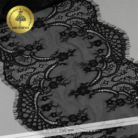 Кружево реснички KRUZHEVO арт.TBY 6885 шир.290мм цв.2 черный уп.3м