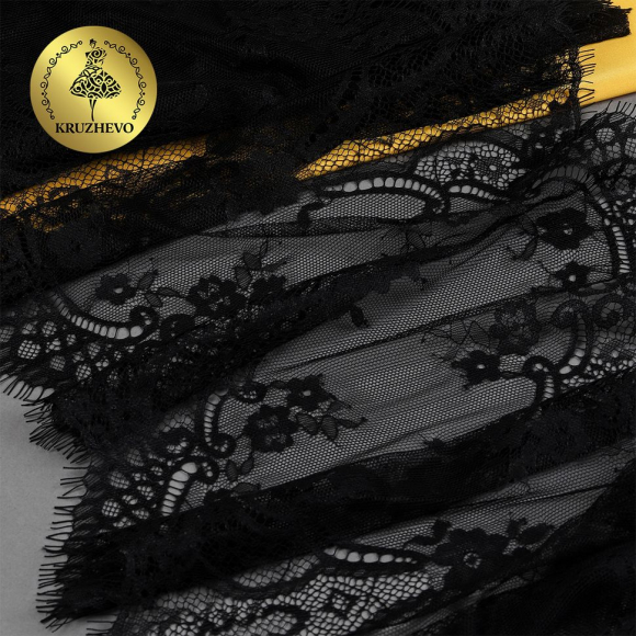 Кружево реснички KRUZHEVO арт.TBY 6885 шир.290мм цв.2 черный уп.3м