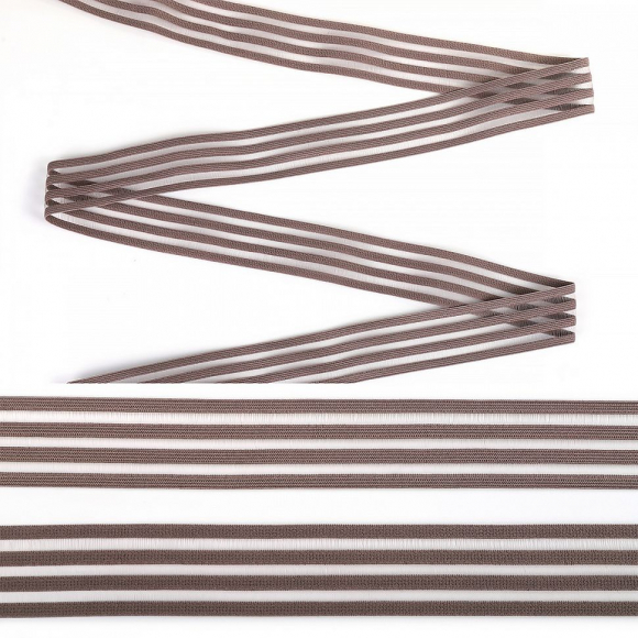 Резинка бельевая декоративная с прозрачными вставками Нейлон 030мм S222 шиншилла  уп.30м