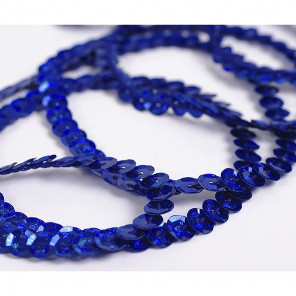 Пайетки на нитях 6мм Laser Bright арт.TBY-FLKU06-LB цв.M11 ультрамариновый уп.73.12м