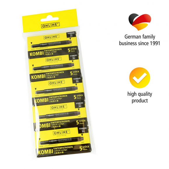 189556_Набор цветных картриджей "Combi Ink Cartridge" для перьевой ручки, 5 цветов, в комплекте 25 шт