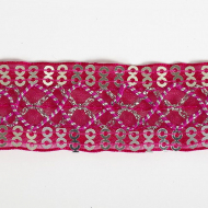 Тесьма с пайетками TBY арт.TH216 шир.25мм цв.027 бордовый уп.18,28м