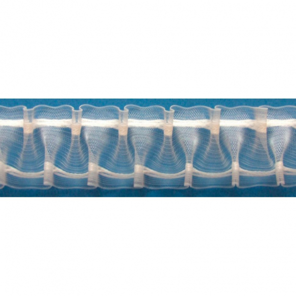 33143_Лента шторная прозрачная, сборка вафля, 50 мм, цвет белый