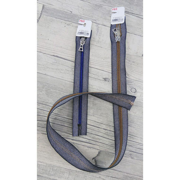 157619_Молния спираль, на люрексной ленте, неразъёмная 1 замок, 6 мм, 18 см, цвет синий джис