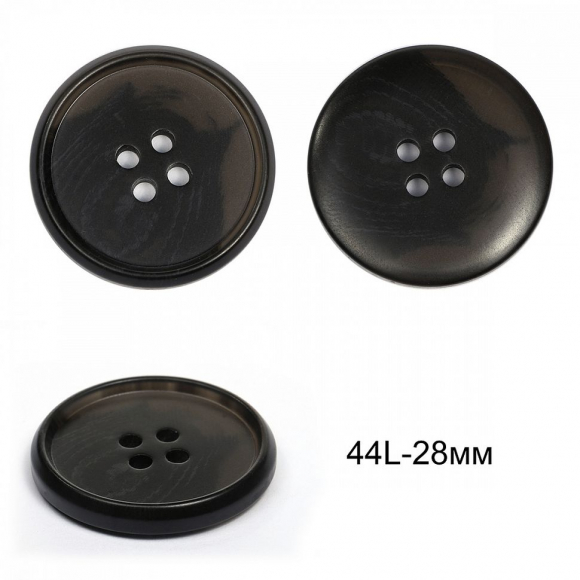 Пуговицы пластиковые TBY 2109 цв.2 черный 44L-28мм, 4 прокола,36шт