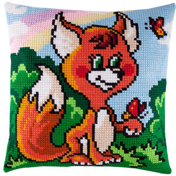 Подушка крестом ЧАРIВНИЦЯ арт. Z12 Лисенок 40х40 см