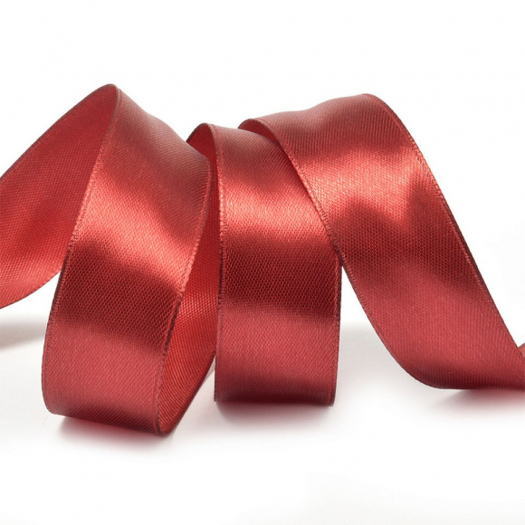 Лента атласная 25мм цв.3091 т.красный IDEAL уп.27,4 м