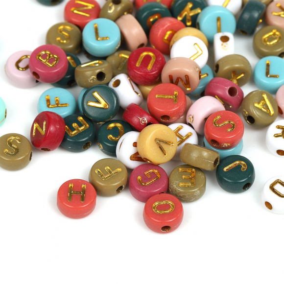 Бусины с английскими буквами ассорти арт. M4H-B010 уп. 50г (360 ± 10 шт)