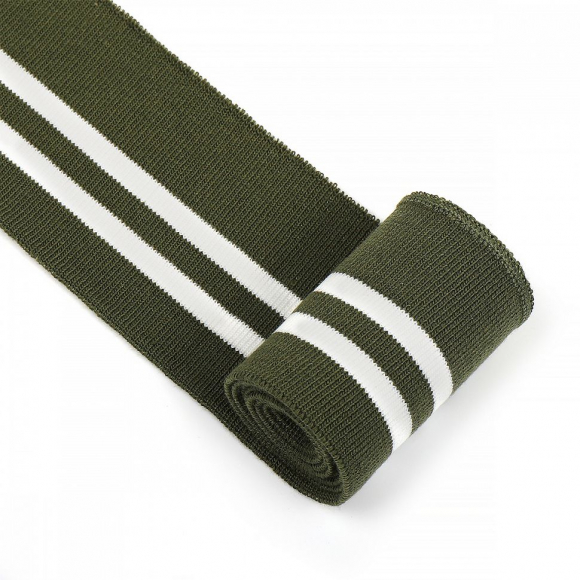 Подвяз трикотажный полиэстер арт.TBY.73081 цв.олива с белыми полосами, 6х80см уп.5шт