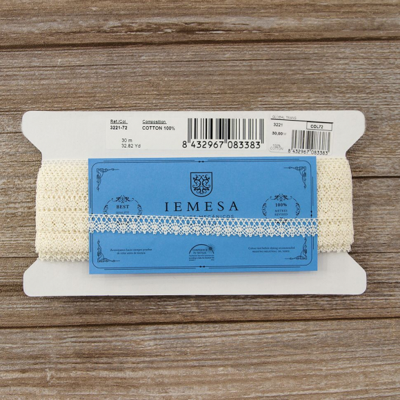 185577_Мерсеризованное хлопковое кружево, 10 мм, цвет шампань