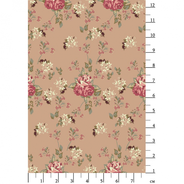 Ткани для пэчворка в рулонах ВИКТОРИАНСКИЕ РОЗЫ 112 см 100% хлопок (в метрах) ВР-07 бежевый