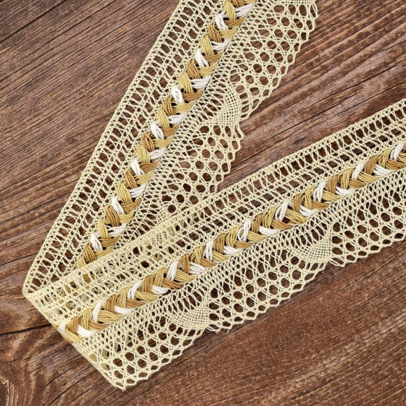 Мерсеризованное хлопковое кружево, 35 мм, цвет кремовый