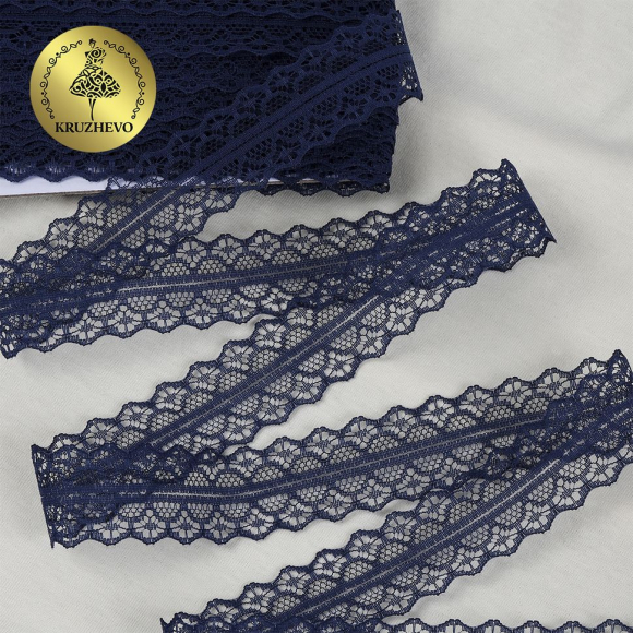 Кружево-трикотаж KRUZHEVO арт.TBY 1659-1 шир.30мм цв.04 т.синий, уп.27,4м
