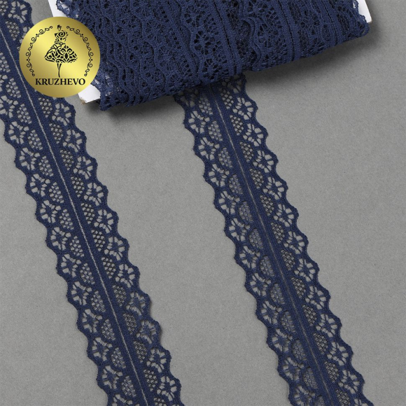 Кружево-трикотаж KRUZHEVO арт.TBY 1659-1 шир.30мм цв.04 т.синий, уп.27,4м