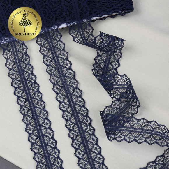 Кружево-трикотаж KRUZHEVO арт.TBY 1659-1 шир.30мм цв.04 т.синий, уп.27,4м