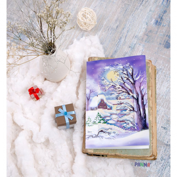 Набор для вышивания PANNA арт. OT-1663 Открытка. Лунная ночь 7,5х13,5 см