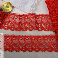 Кружево гипюр KRUZHEVO арт.TR 1416 шир.70мм цв.27 красный уп.9м