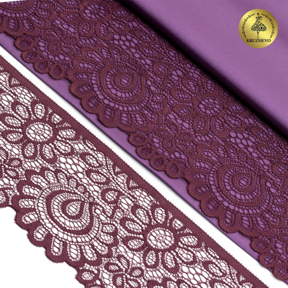 Кружево-стрейч KRUZHEVO арт.TBY.YSTL00839/N шир.90мм цв.076 сливовое вино уп.25м
