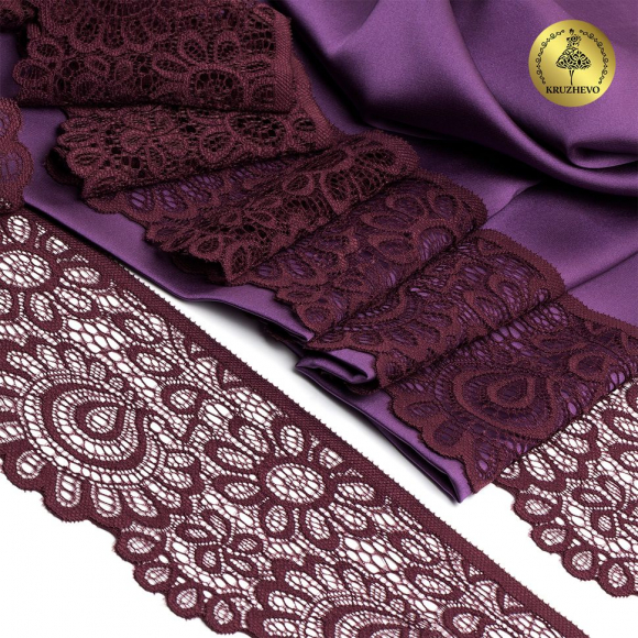 Кружево-стрейч KRUZHEVO арт.TBY.YSTL00839/N шир.90мм цв.076 сливовое вино уп.25м