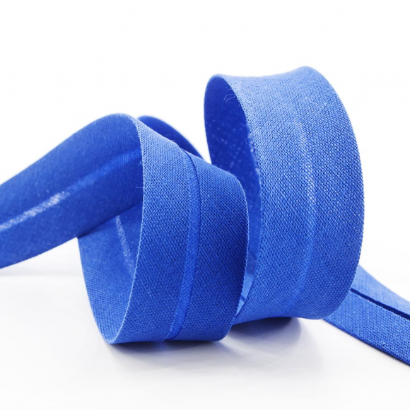 19643_Косая бейка хлопок/полиэстер 20 мм, 25 м, цвет 71, насыщенный серо-синий темный