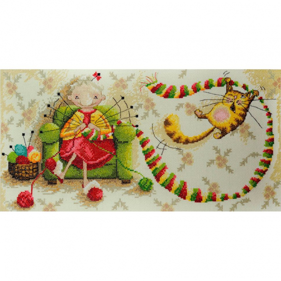 Набор для вышивания МАРЬЯ ИСКУСНИЦА арт.15.001.16 Любимое занятие Elina Ellis illustration 40х20 см