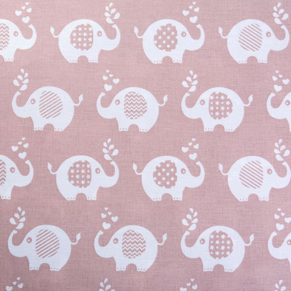 Ткань ранфорс Слоники, арт.WH 1855-v01, 130г/м?,100% хлопок, шир.240см, цв.брусника, рул.30м