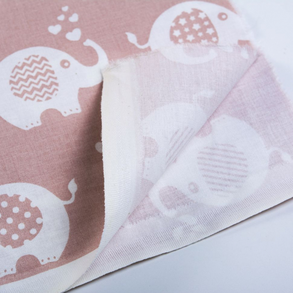 Ткань ранфорс Слоники, арт.WH 1855-v01, 130г/м?,100% хлопок, шир.240см, цв.брусника, рул.30м