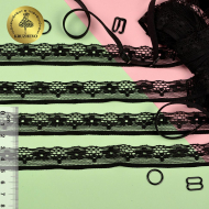 Кружево-стрейч арт.TBY 6824 шир.19мм цв.черный уп.18,3м