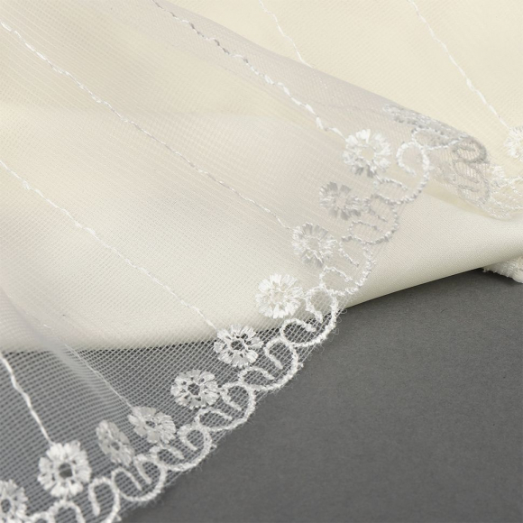 Кружево на сетке арт.TBY 10241 шир.130 мм цв.белый уп.13,71м