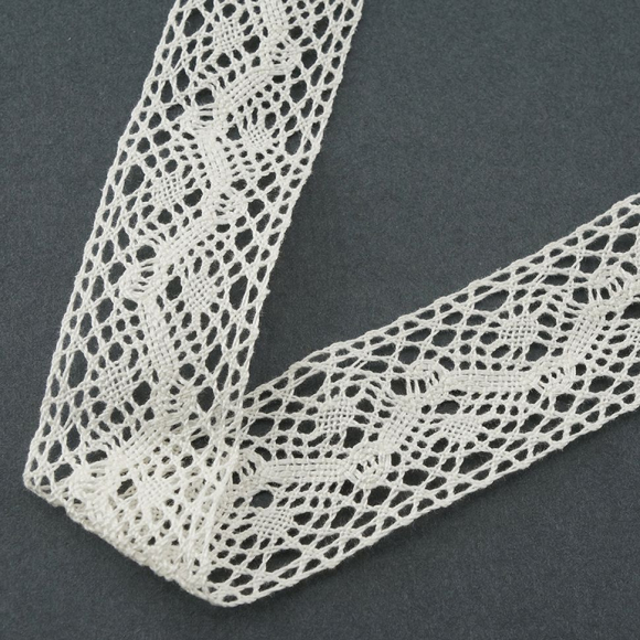 157389_Мерсеризованное хлопковое кружево, 39 мм, шампань
