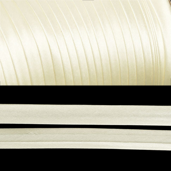 Косая бейка TBY атласная шир.15мм цв.F102 молочный уп.132 м