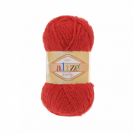 Пряжа для вязания Ализе Softy (100% микрополиэстер) 5х50г/115м цв.056 красный