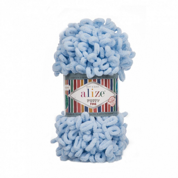 Пряжа для вязания Ализе Puffy Fine (100% микрополиэстер) 5х100г/14м цв.218 детский голубой