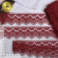 Кружево гипюр KRUZHEVO арт.TR.8G8196 шир.43мм цв.9 бордо уп.9м