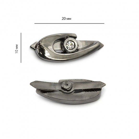 Украшение фигурное с шипами HP-2961 со стразами 20х9мм цв. никель черный уп. 100шт