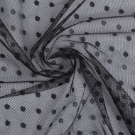 Фатин горошек мягкий шир.160см  100% полиэстер арт.TBY-1907-01 цв.черный диаметр горошин 0,6см уп.15м