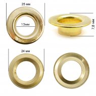 Люверсы сталь New Star №28 (? 13мм, h 7,8мм) цв. золото уп. 1000шт